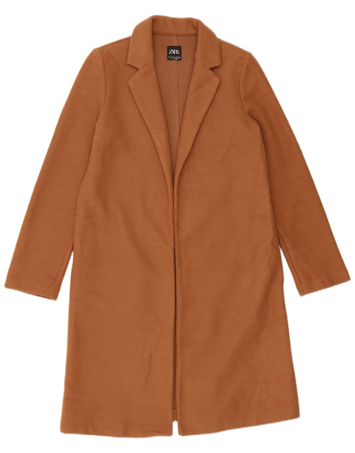 Zara Femme Pardessus UK 10 Petit Marron Polyester