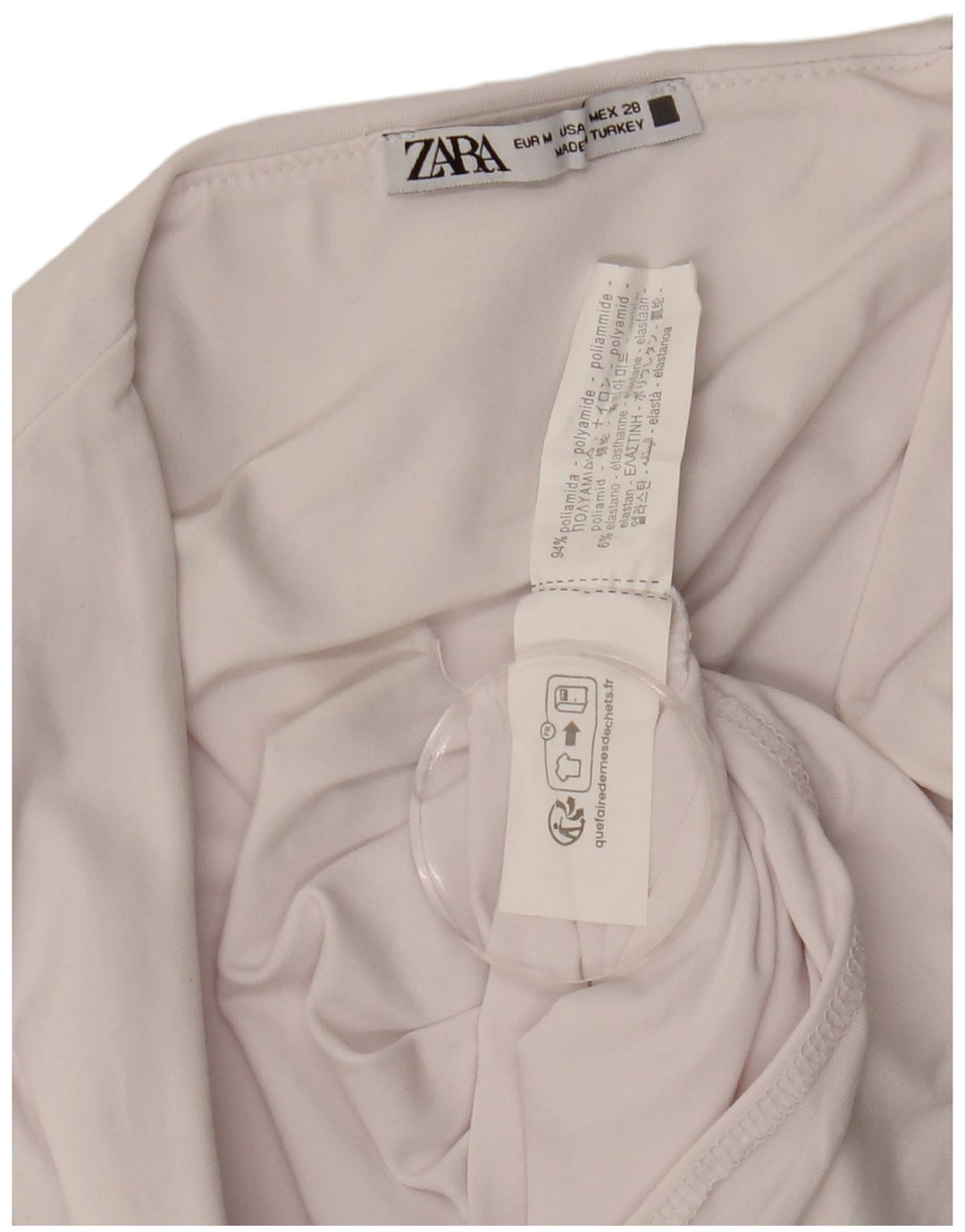 Zara Womens Body sans manches UK 12 Medium White Polyamide