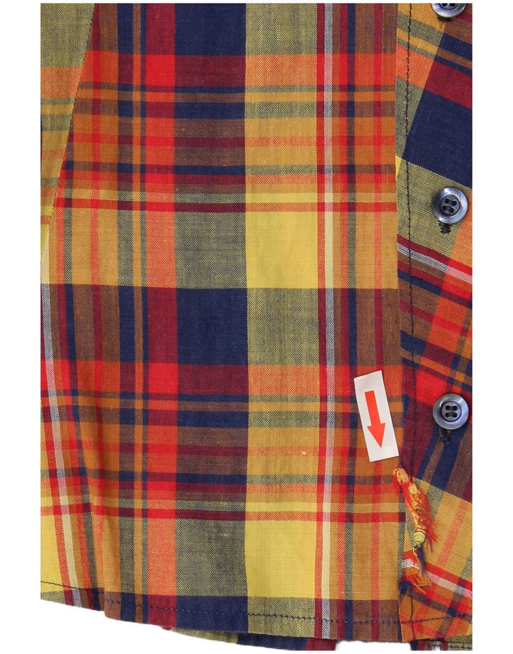 VINTAGE Chemise à manches courtes femme UK 10 Petit carreaux multicolores