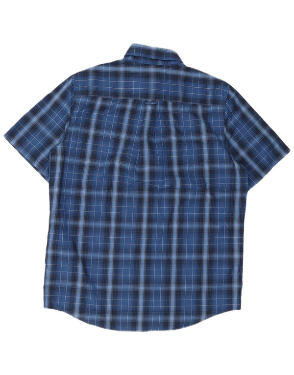 Chaps Chemise à manches courtes pour homme en coton à carreaux bleu marine