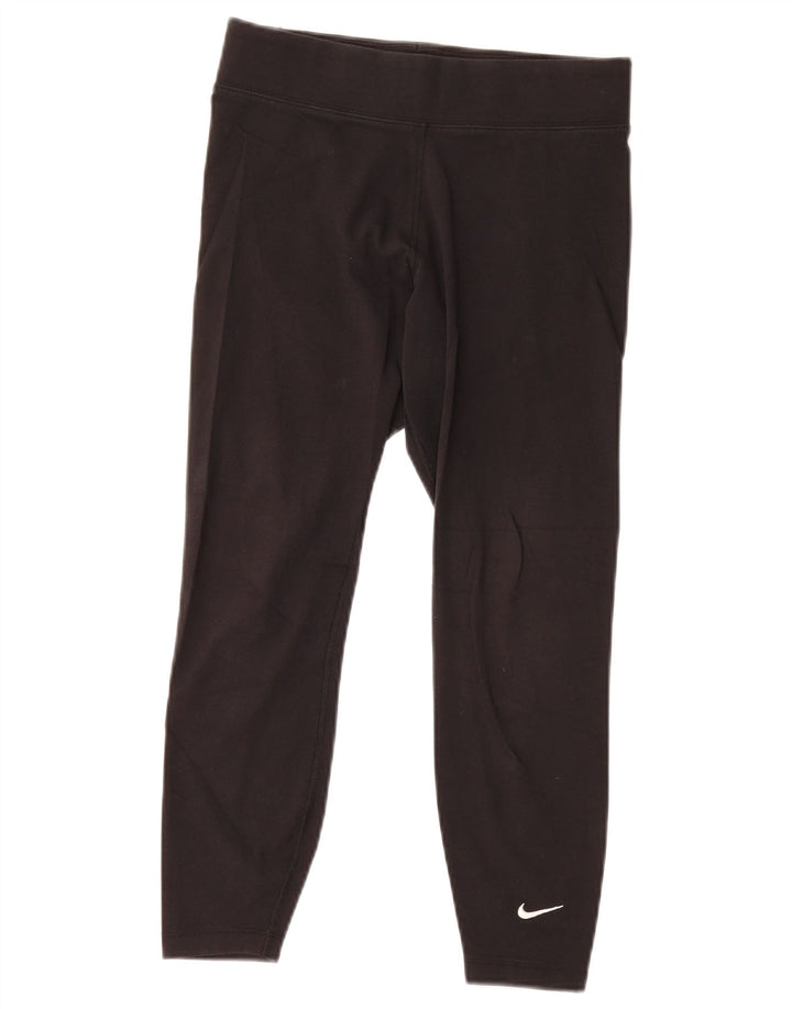 NIKE Womens Crop Leggings UK 10 Small Black Cotton