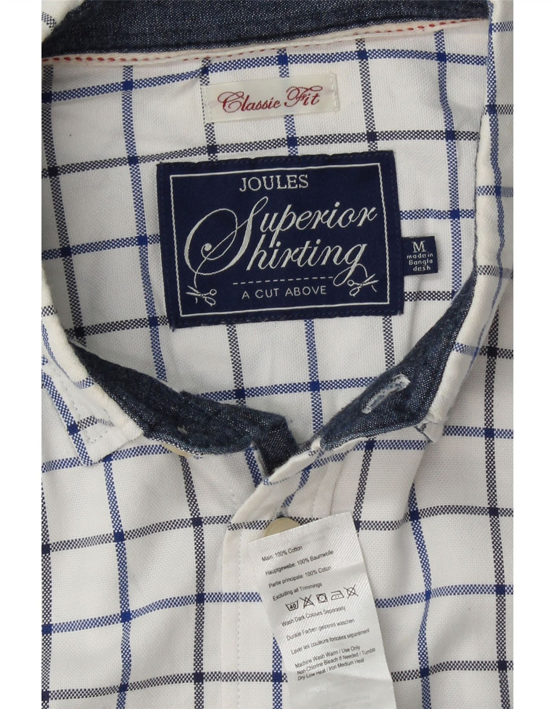 JOULES Chemise Classique Homme Coton à Carreaux Blanc Moyen