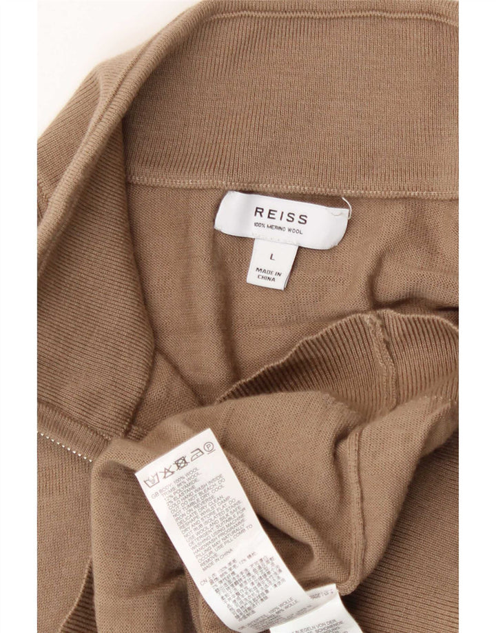 Reiss Pull à col zippé pour homme en laine marron Taille L