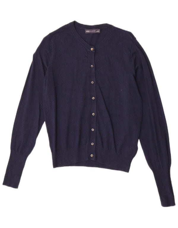 Marks & Spencer Pull cardigan pour femme UK 10 Small Bleu marine Viscose