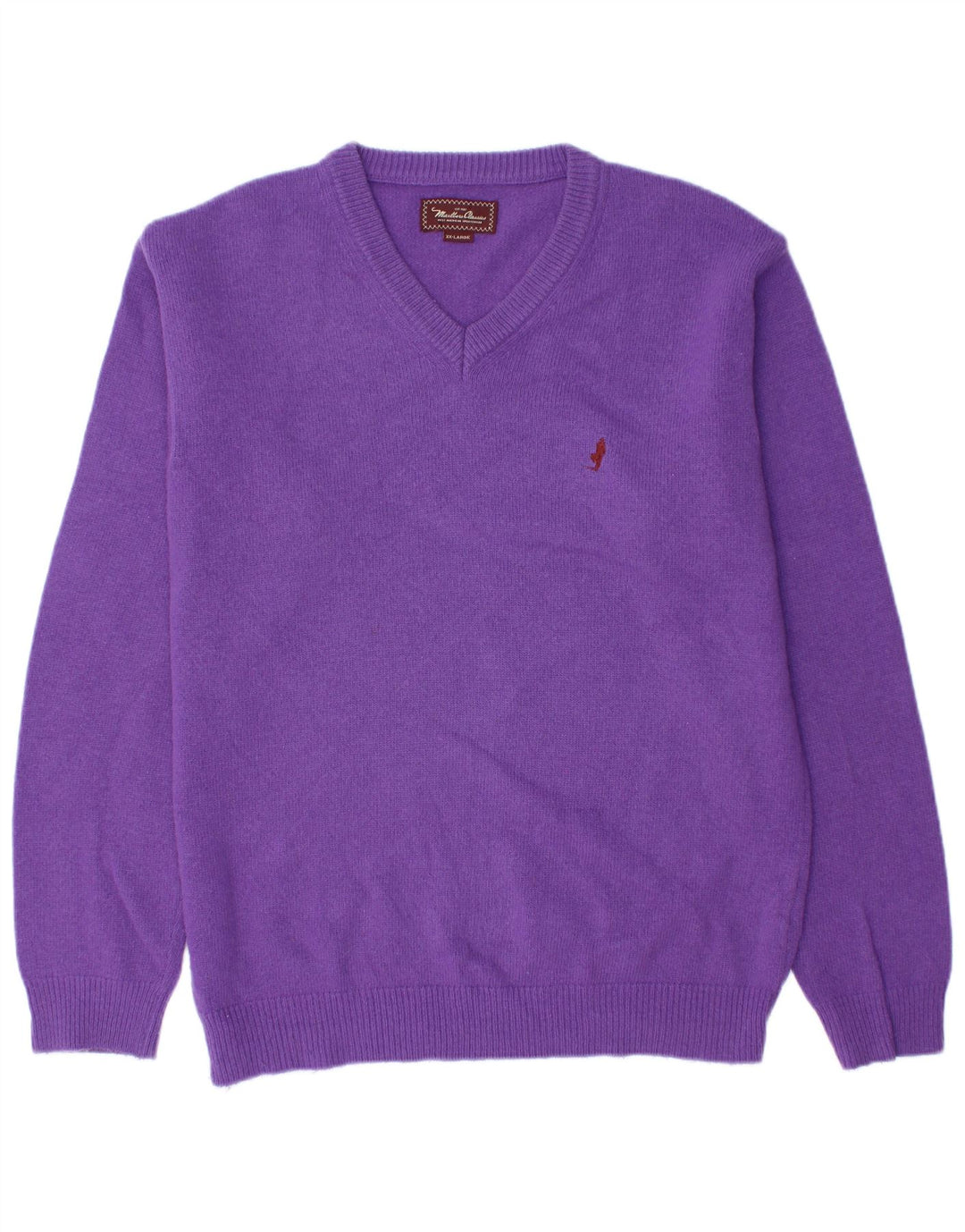 Marlboro Classics Pull col en V pour homme 2XL Violet Laine