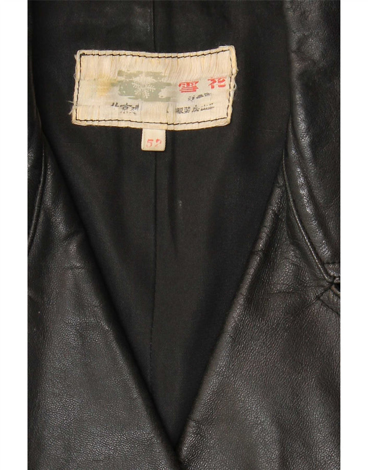 Manteau en cuir femme vintage IT 52 2XL Noir