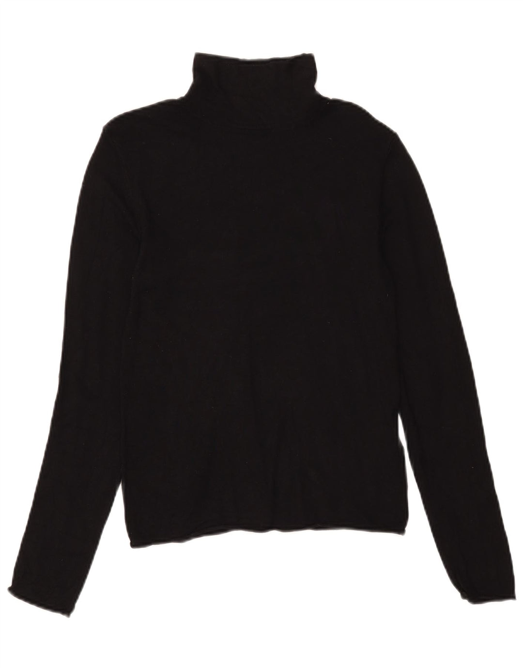 Zara Femme Haut Col Roulé Manches Longues UK 12 Medium Noir Viscose