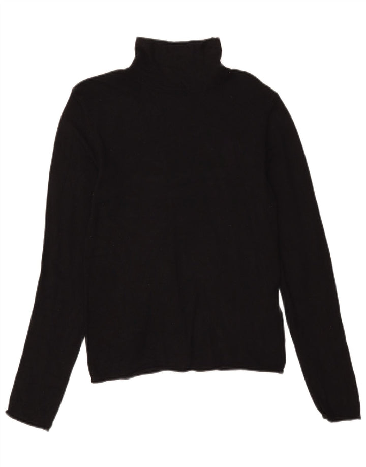Zara Femme Haut Col Roulé Manches Longues UK 12 Medium Noir Viscose