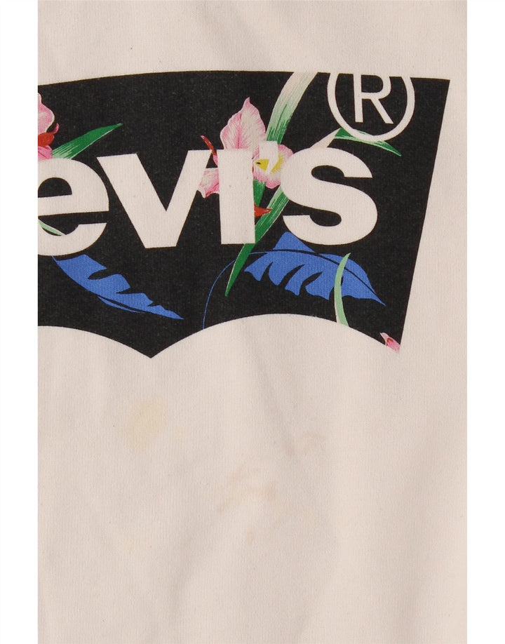 LEVI'S Pull à capuche graphique pour femme UK 16 Large Blanc