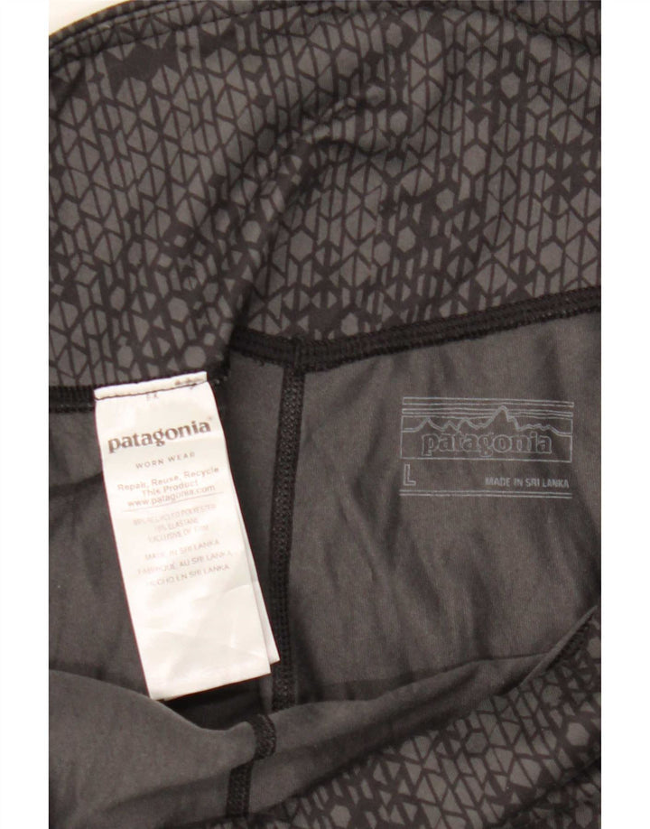 Patagonia Leggings Femme UK 14 Large Gris Géométrique Polyester