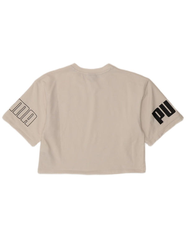 Puma T-shirt court surdimensionné pour femme UK 10 Petit coton blanc