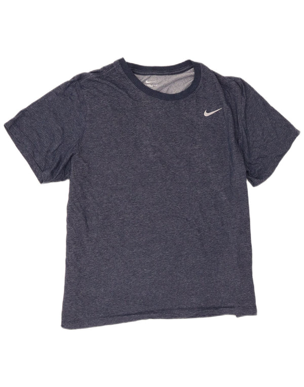 Nike Mens Dri Fit T-Shirt Top XL Bleu Marine Moucheté Coton