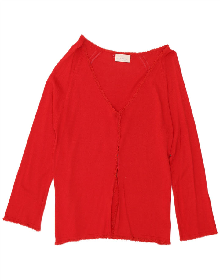 Iceberg Cardigan Femme Pull IT 42 Viscose Rouge Moyen