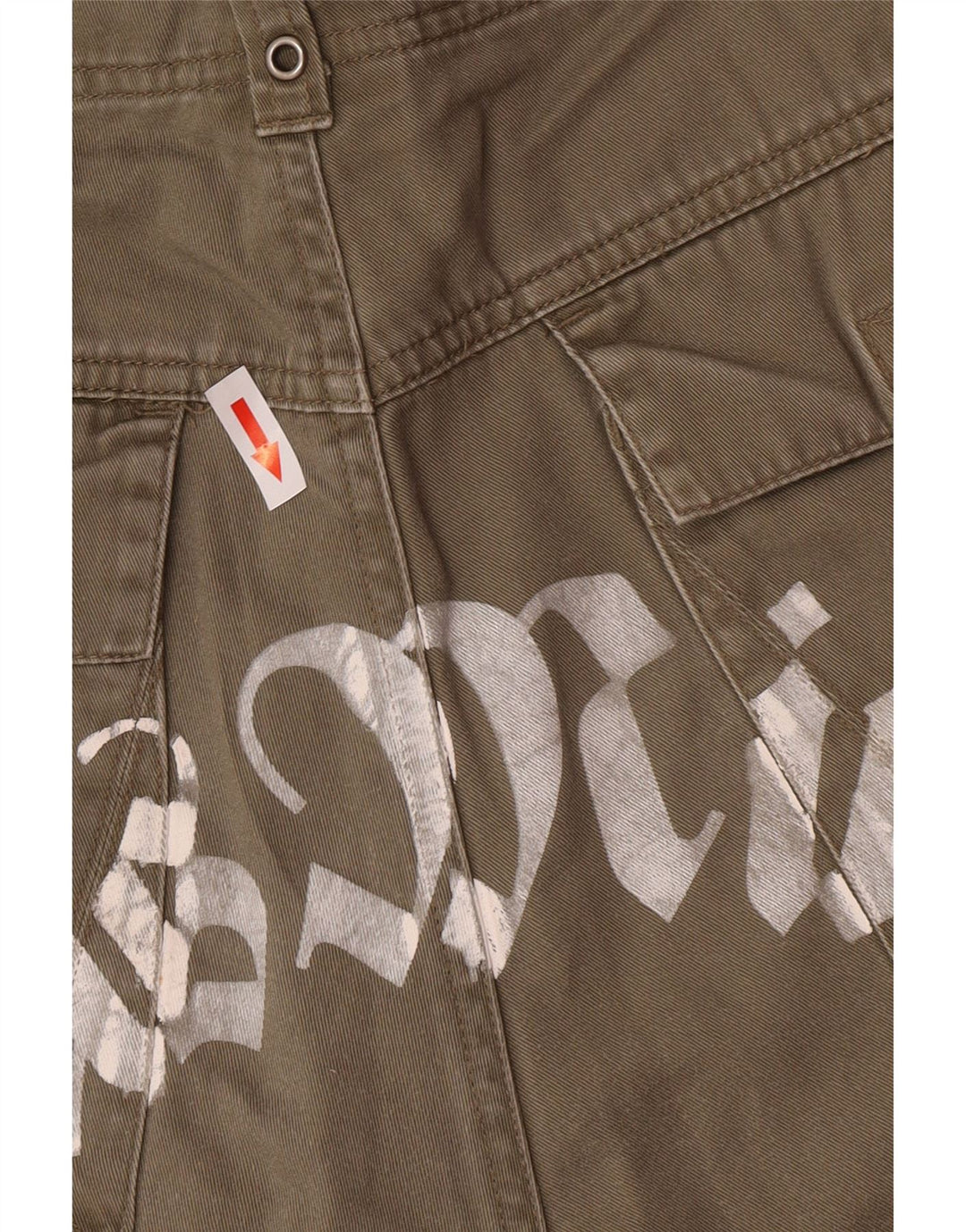 vintage Mens Graphic Cargo Shorts Grand W34 Kaki Coton