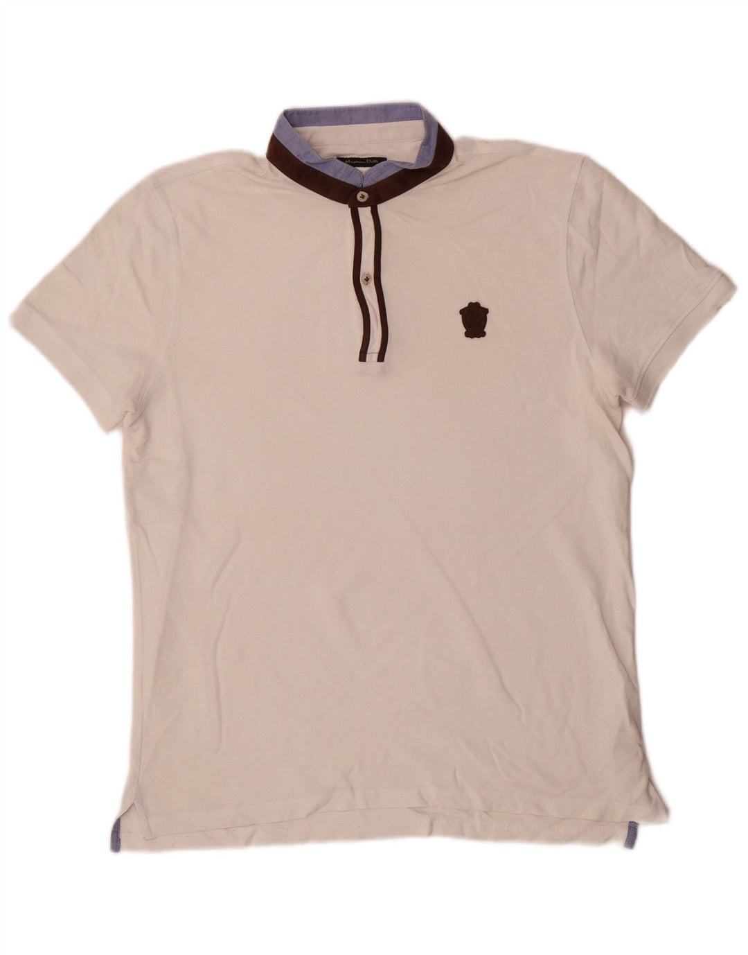 Massimo Dutti Polo Homme Blanc Moyen Coton Colorblock