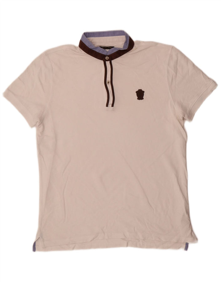 Massimo Dutti Polo Homme Blanc Moyen Coton Colorblock
