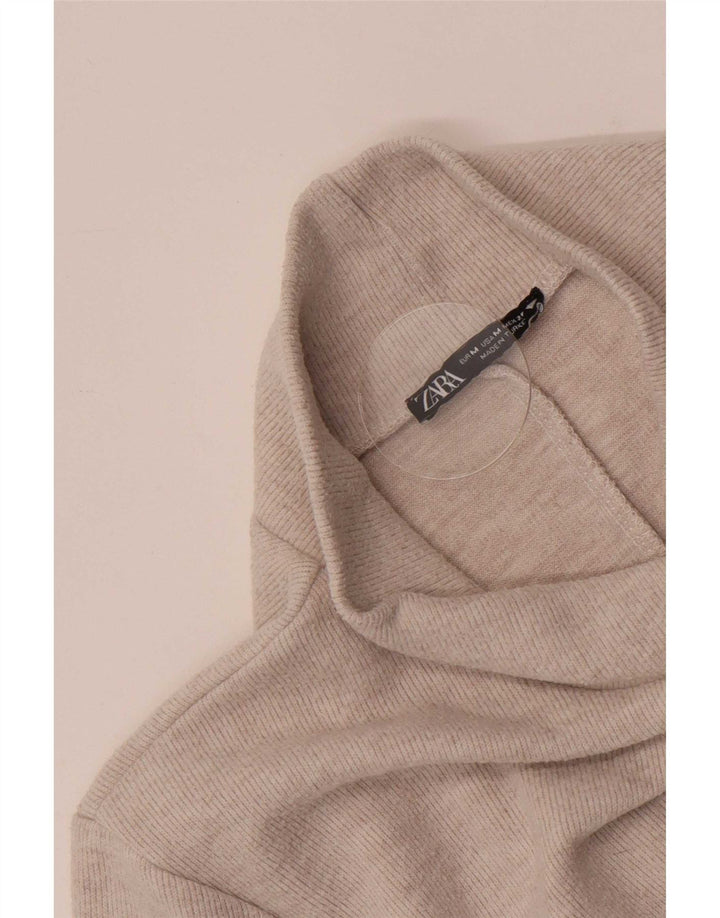Zara Robe droite à manches 3/4 pour femme UK 12 Beige moyen