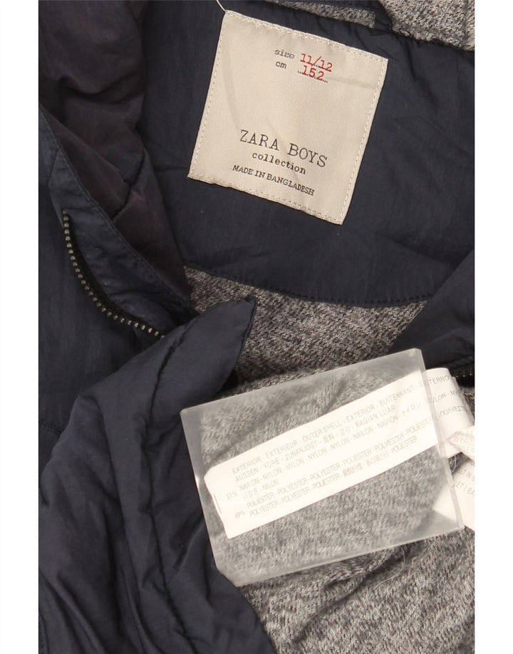 ZARA Parka à capuche pour garçon 11-12 ans en nylon bleu marine