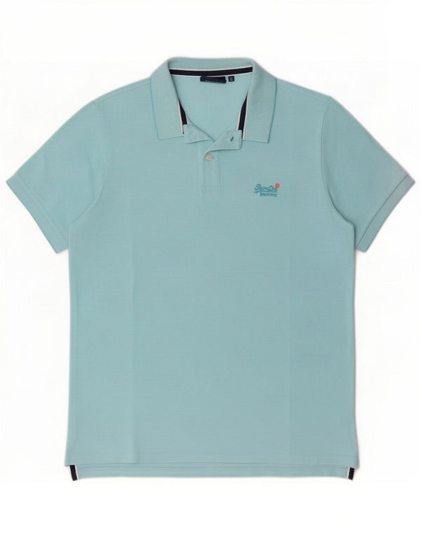 Polo Superdry Homme 2XL Bleu Coton