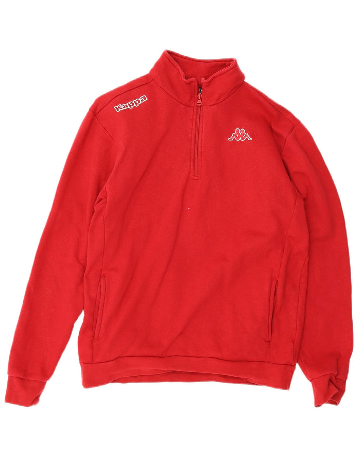 Kappa Homme Zip Neck Sweatshirt Jumper XL Rouge Coton