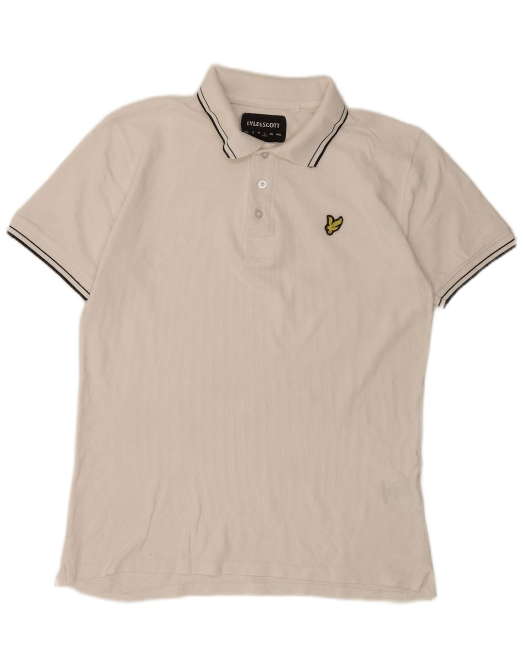 Lyle & Scott Polo Homme Large Blanc Rayé Coton