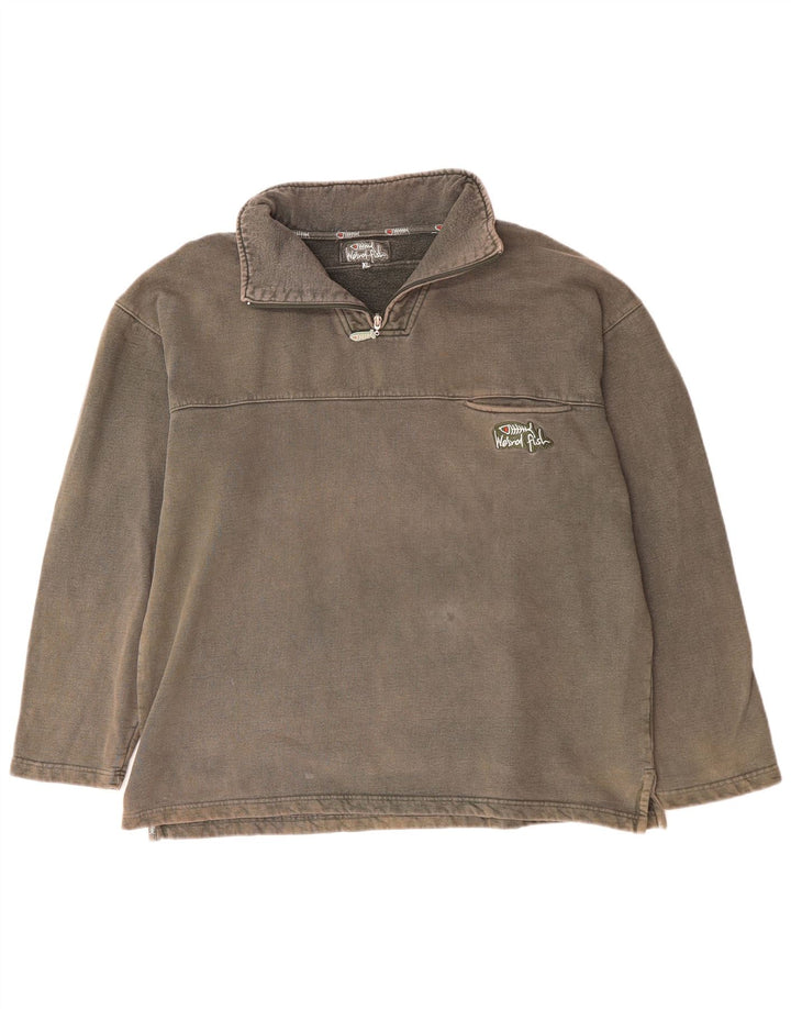 WEIRD FISH Sweat-shirt col zippé pour homme XL en coton gris