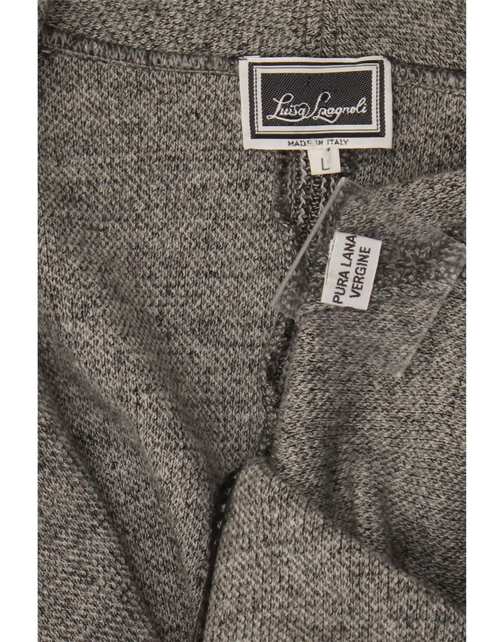 Luisa Spagnoli Veste blazer à 2 boutons pour femme UK 14 Grande laine vierge grise