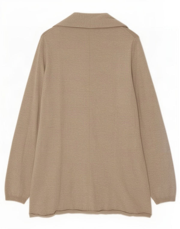 Zara Womens Longline Open Cardigan Sweater UK 14 Grand Beige Moucheté