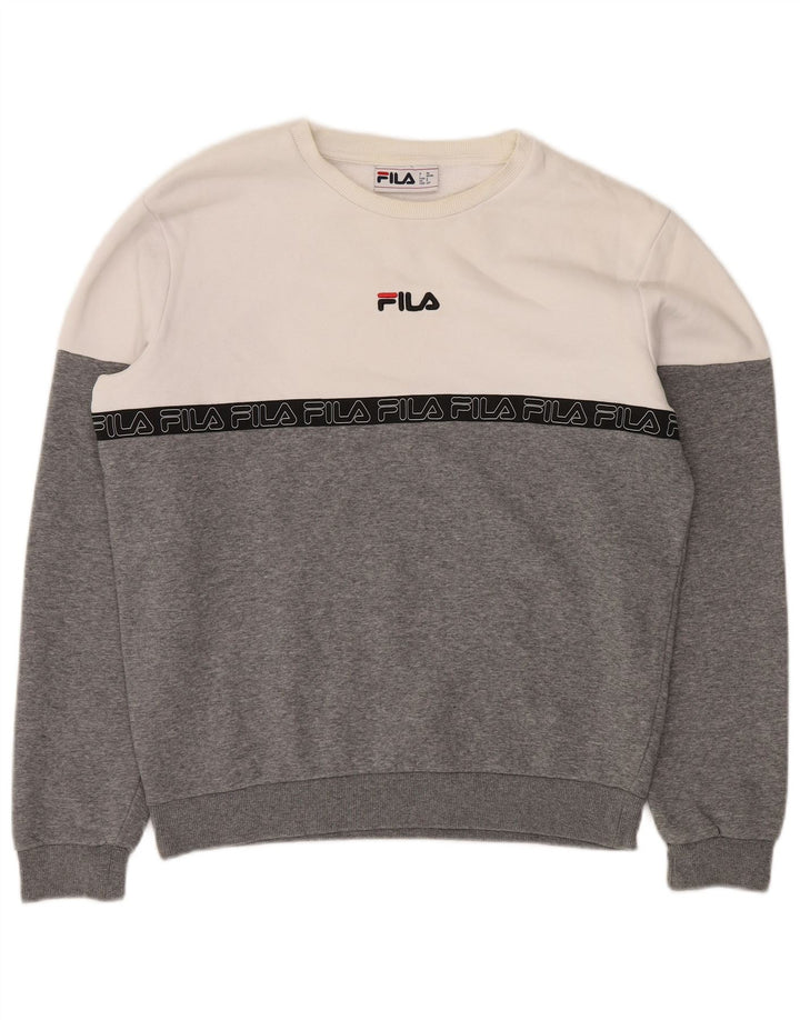 FILA Sweat-Shirt Graphique Homme Petit Gris Colorblock Coton