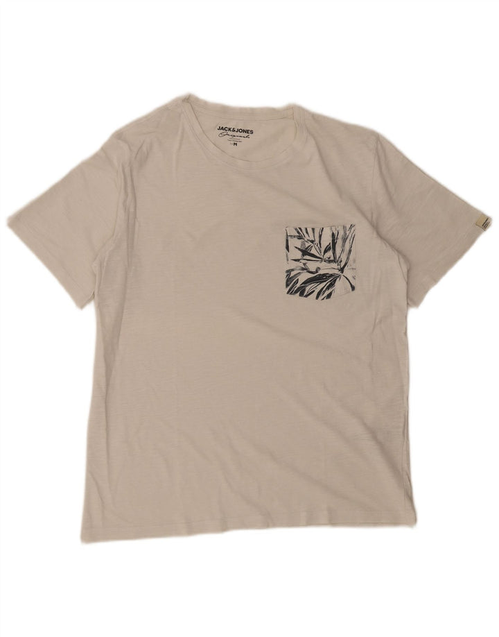 JACK & JONES T-Shirt Homme Blanc Moyen Coton Floral