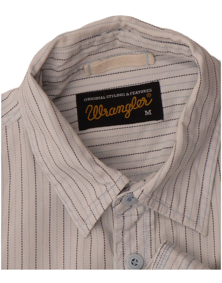 WRANGLER Chemise à manches courtes pour homme à rayures blanches moyennes