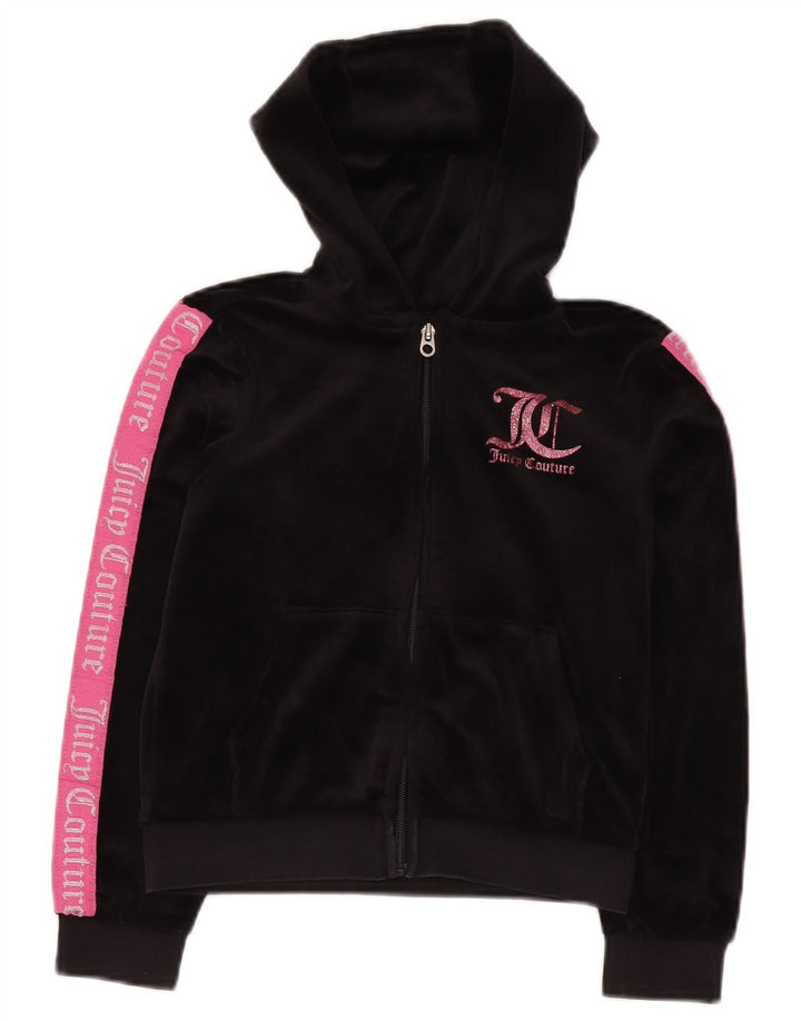 JUICY COUTURE Pull à capuche zippé graphique pour fille 9-10 ans Noir