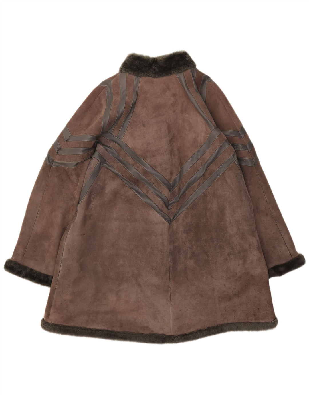 manteau en peau de mouton vintage pour femmes UK 14 Gris moyen