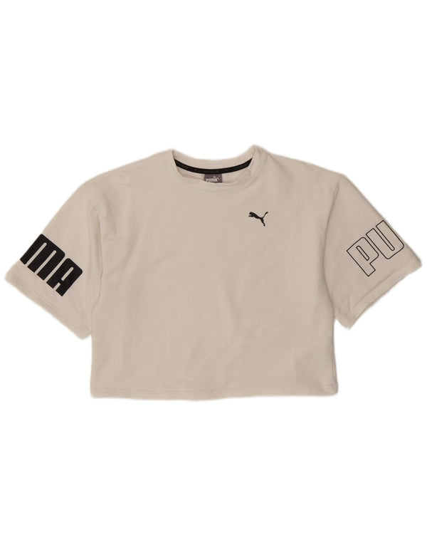 Puma T-shirt court surdimensionné pour femme UK 10 Petit coton blanc
