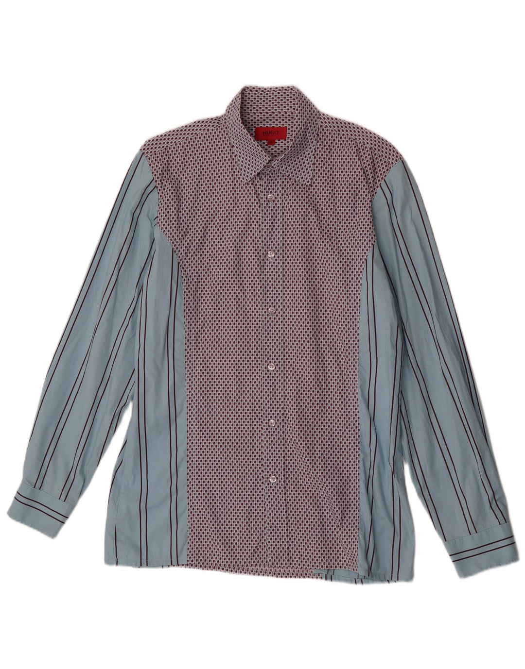 Hugo Boss Chemise en coton rayé bleu moyen