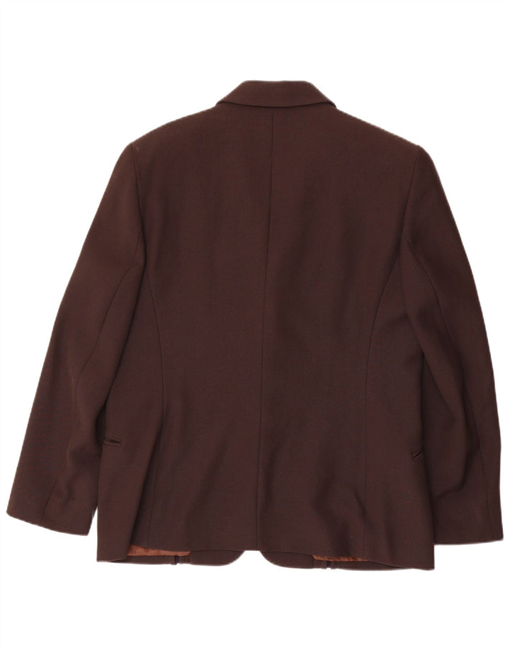 GIANFRANCO FERRE Veste Blazer 3 Boutons Femme UK 16 Grande Laine Marron