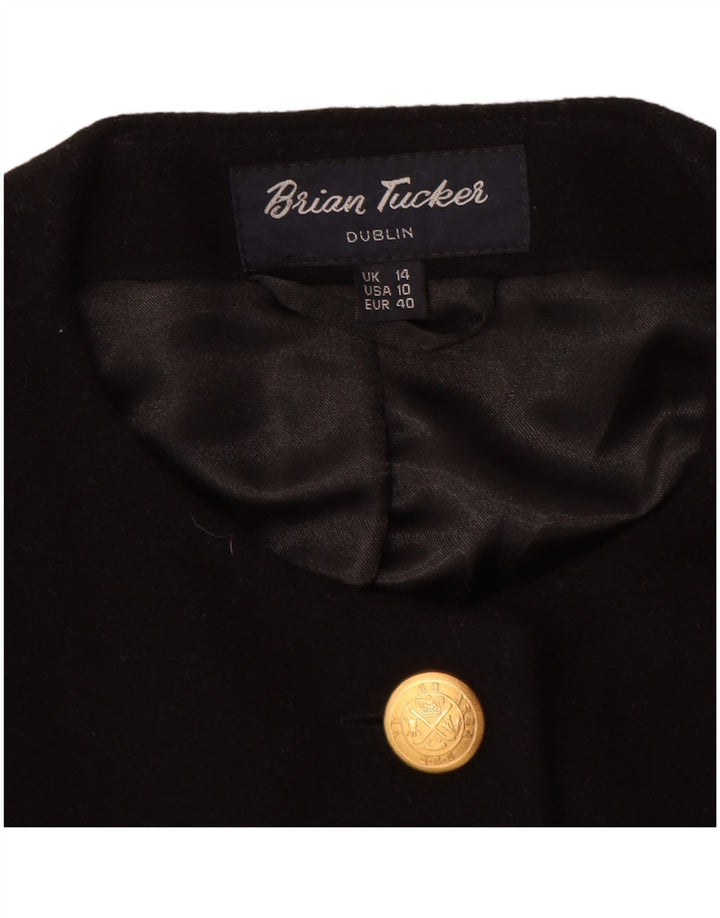 Brian Tucker Veste blazer à 5 boutons pour femme UK 14 Grande laine noire