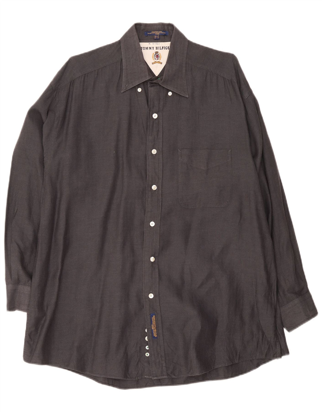 Tommy Hilfiger Chemise homme Taille 16 1/2 Grand coton à chevrons gris