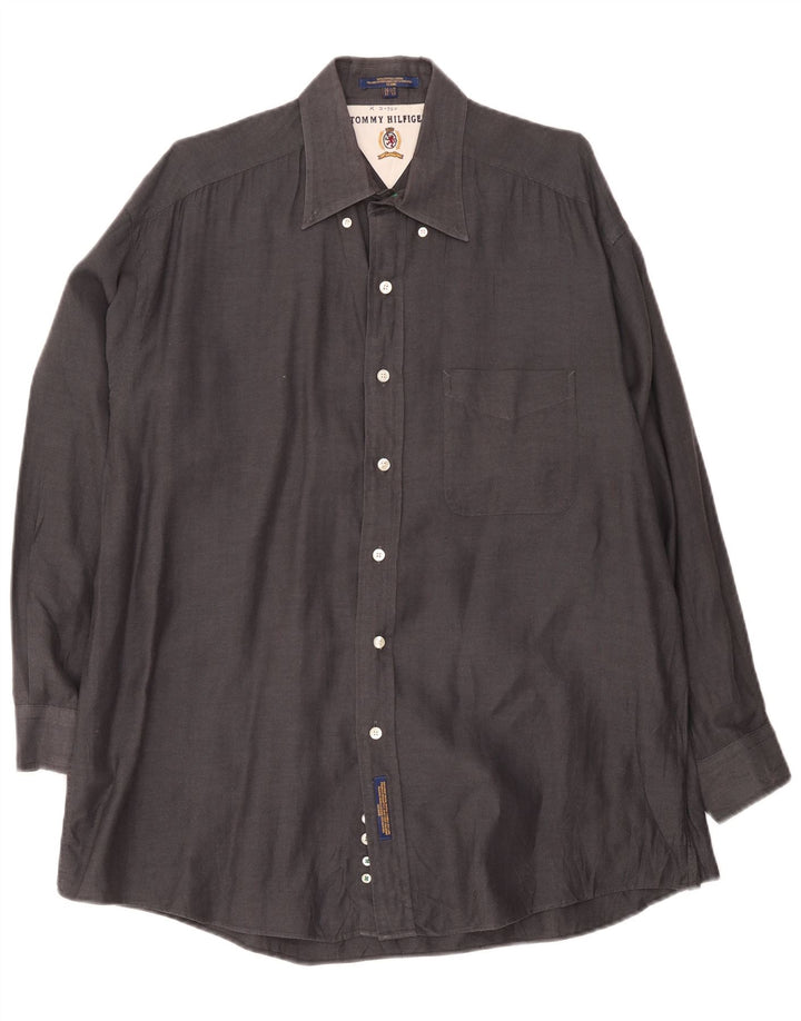 Tommy Hilfiger Chemise homme Taille 16 1/2 Grand coton à chevrons gris