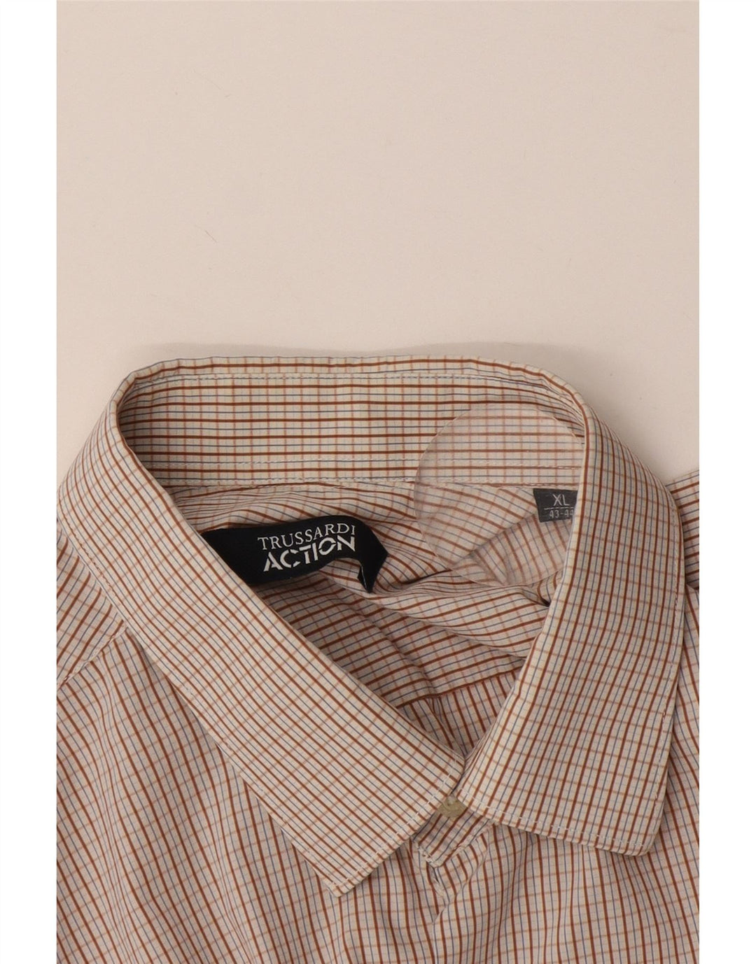 Trussardi Chemise Homme Taille 43/44 XL Vichy Marron