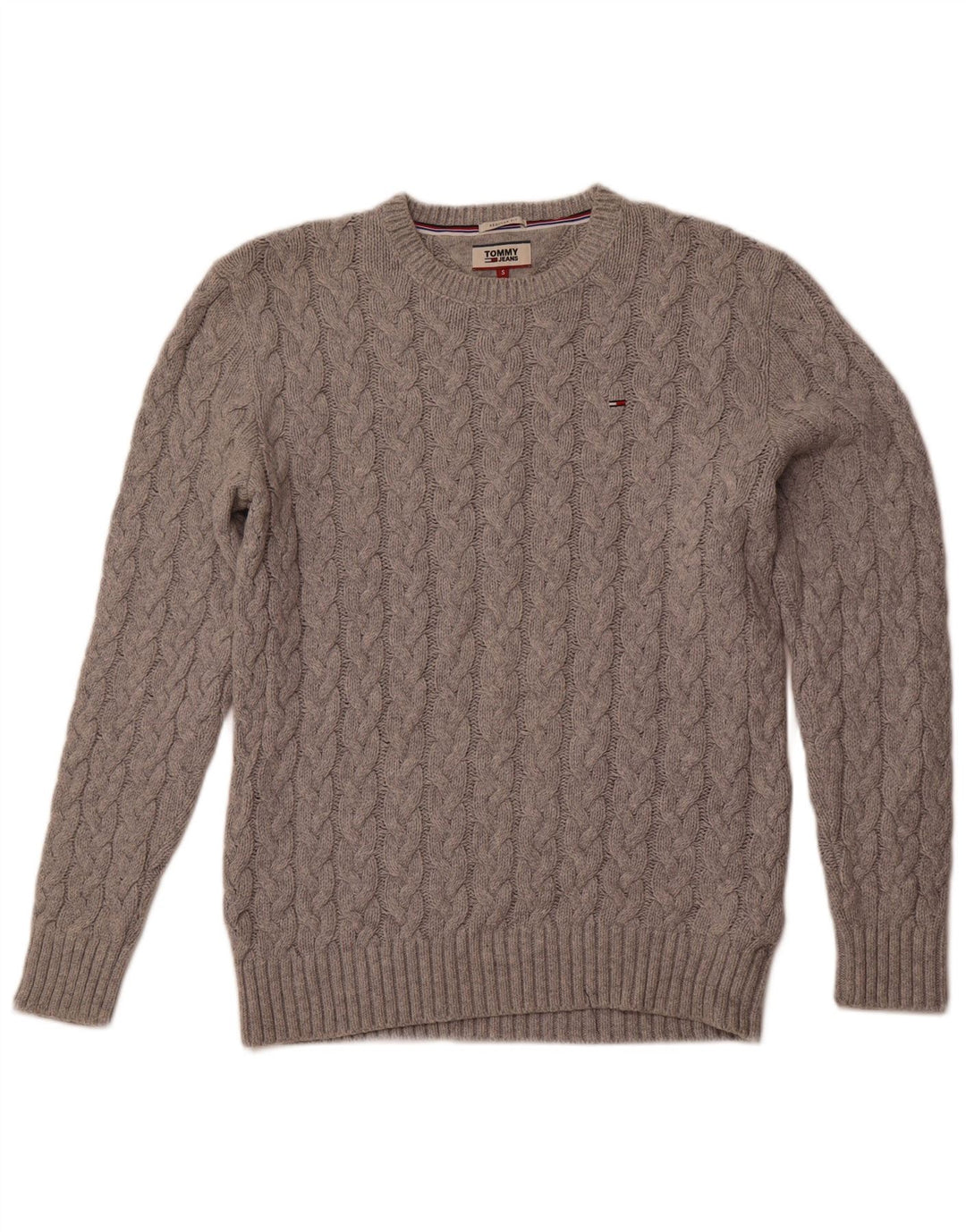 TOMMY HILFIGER Pull à col rond coupe classique pour homme Petit gris coton