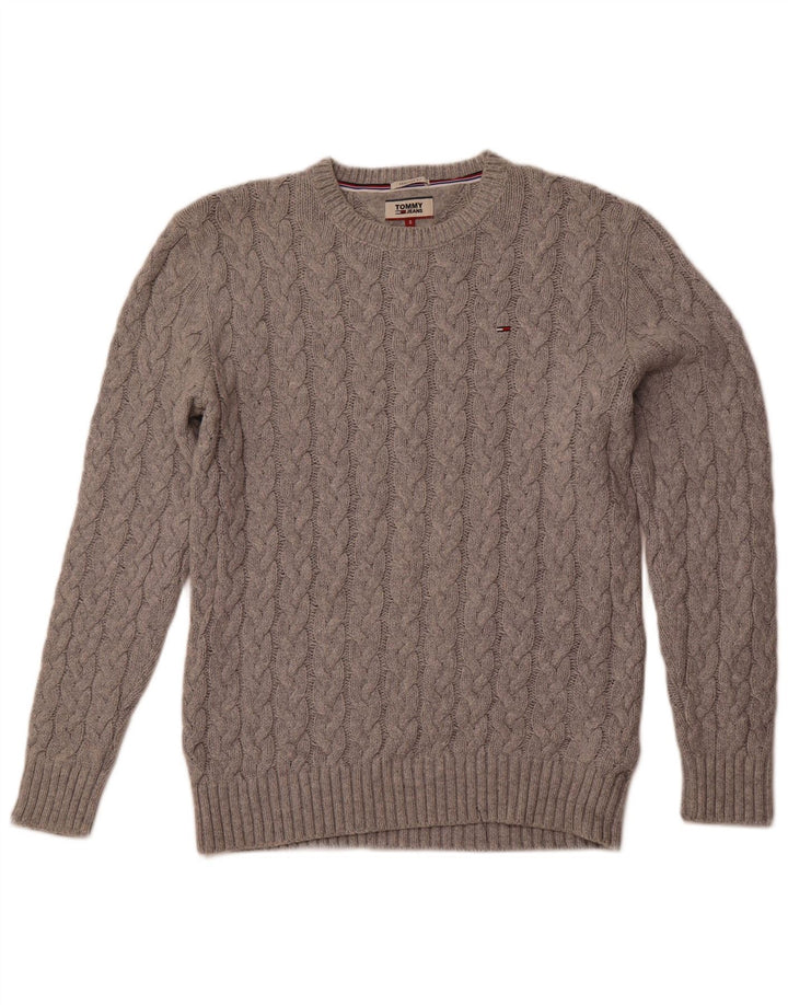 TOMMY HILFIGER Pull à col rond coupe classique pour homme Petit gris coton