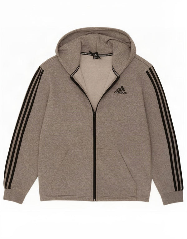 Adidas Pull à capuche zippé pour homme en coton moucheté gris moyen