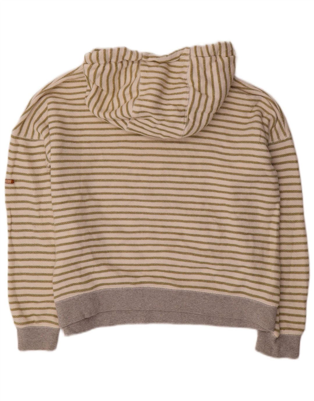 ROXY Pull à capuche surdimensionné pour femme UK 16 Grand coton rayé blanc cassé