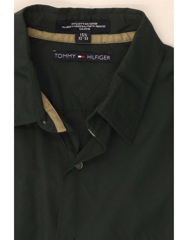 Tommy Hilfiger Chemise Homme Taille 15 1/2 Coton Vert Moyen