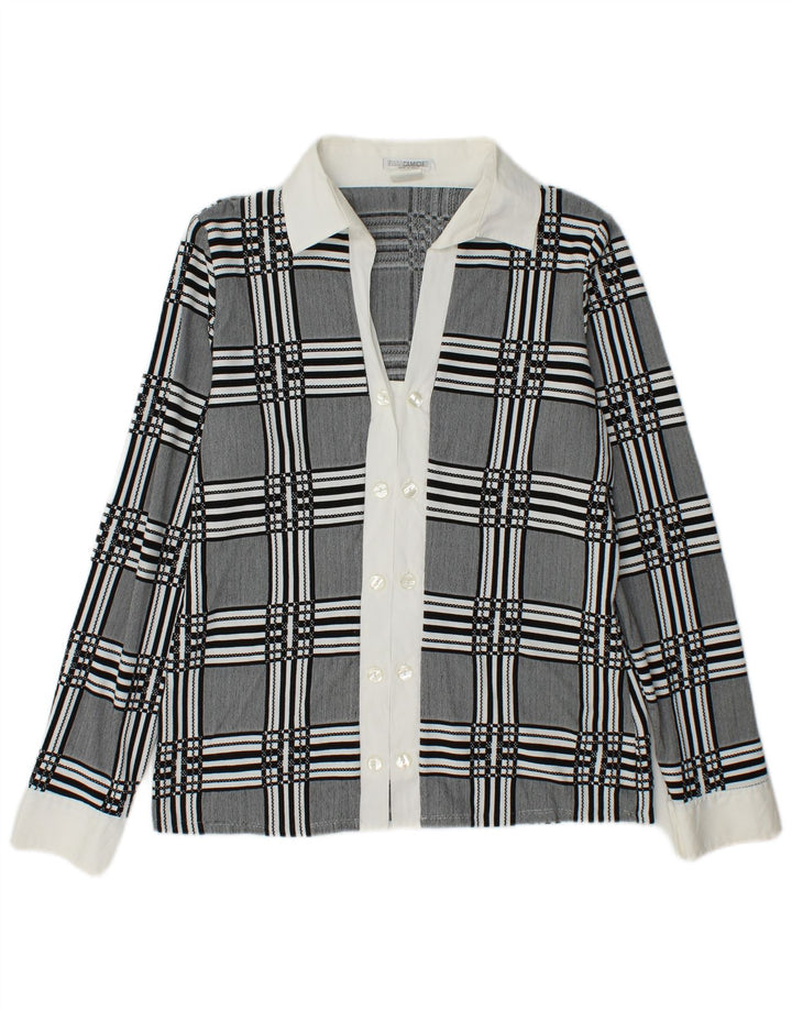 NARACAMICIE Chemisier à double boutonnage pour femme UK 14 Gris moyen à carreaux