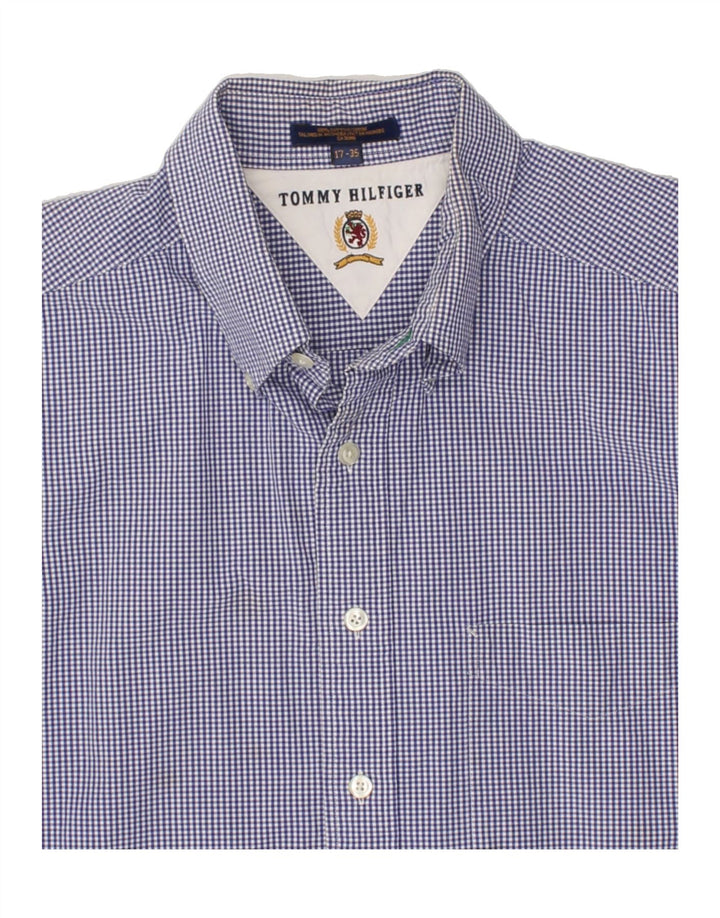 TOMMY HILFIGER Mens Shirt Size 17 XL Blue Check Cotton Vintage Tommy Hilfiger and Second-Hand Tommy Hilfiger from Messina Hembry 