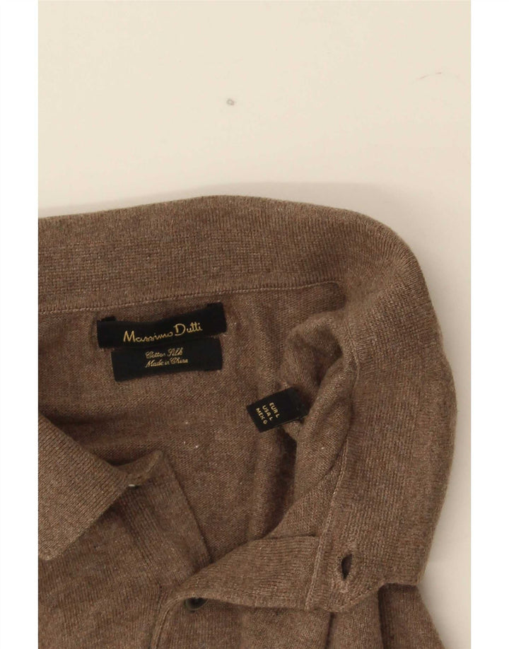 Massimo Dutti Pull col polo pour homme en coton marron Taille L