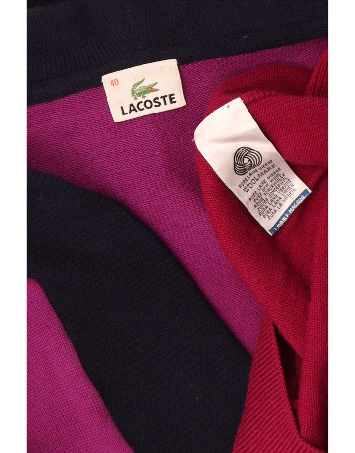 Lacoste Pull col V femme taille 40 moyen multicolore