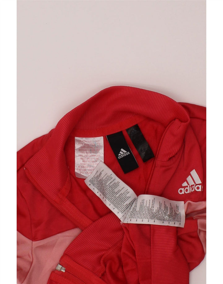 Adidas Veste de Survêtement Fille 5-6 Ans Rouge Colorblock Polyester